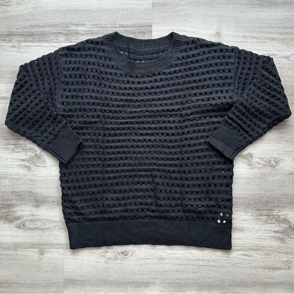 NEW 100% Cotton Women’s Oversized Crochet Sweater Black Large L - Picture 1 of 7